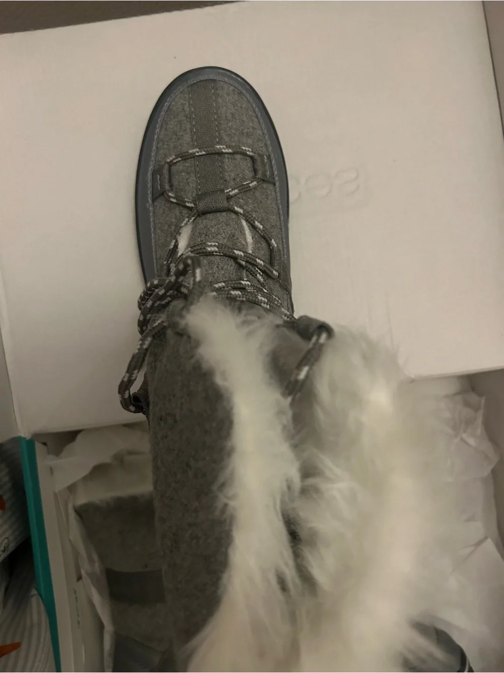 Maurices Gray Lace-Up Winter Boots with Faux Fur Cuff
